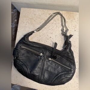 Sonia Rykiel Black Leather Chain Shoulder Bag